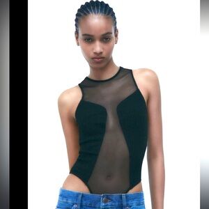 Zara black tule bodysuit